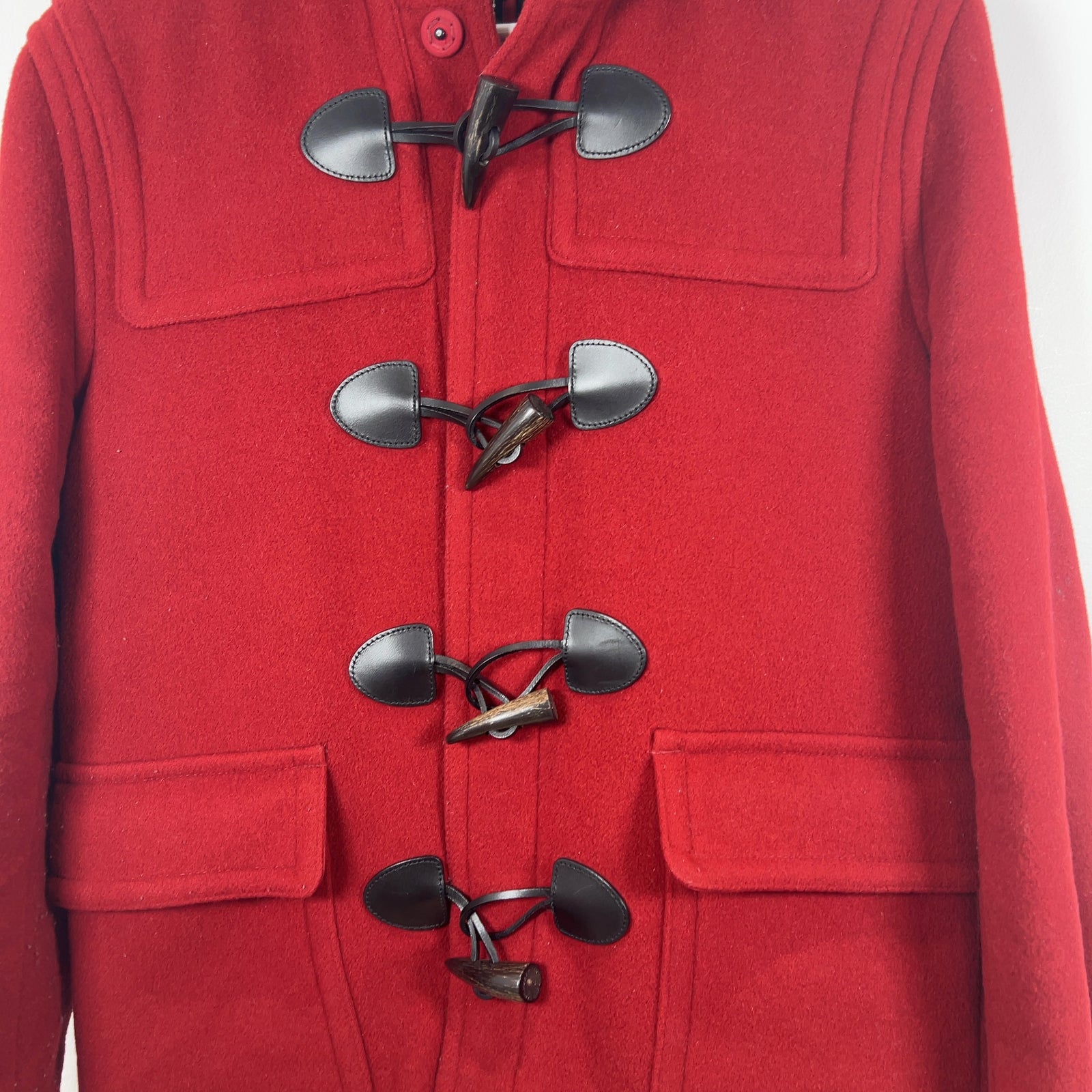 Burberry Red Wool Hooded Peacoat