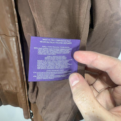 Ralph Lauren Purple Label Brown Leather Hooded Jacket Size S