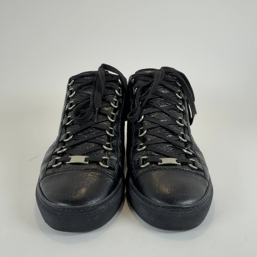 Balenciaga Crinkle Leather Arenas Hightop Sneakers