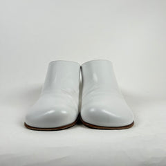 Bottega Veneta White Leather Square Toe Mules Size 40