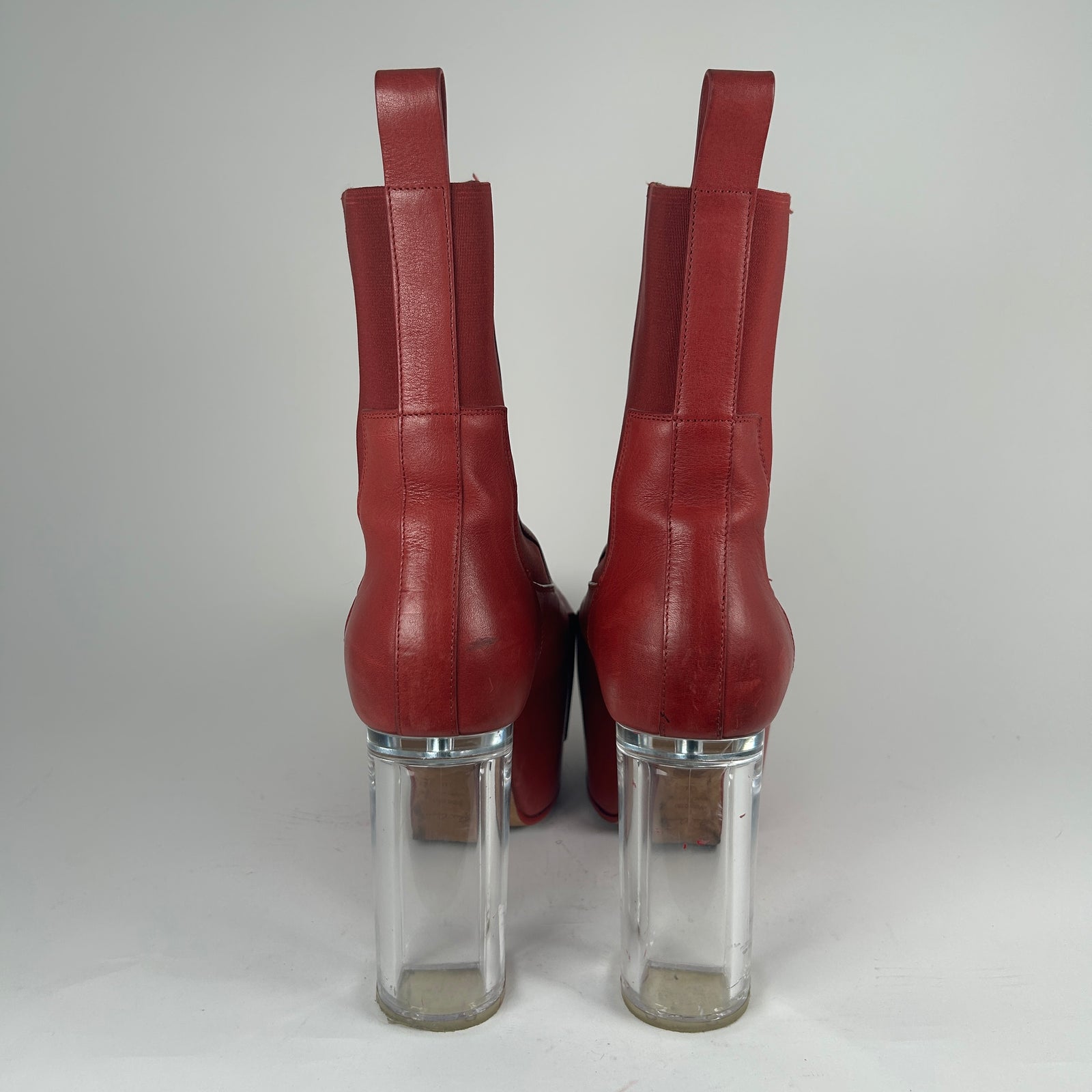 Rick Owens Kiss Heels Red Leather Size 44
