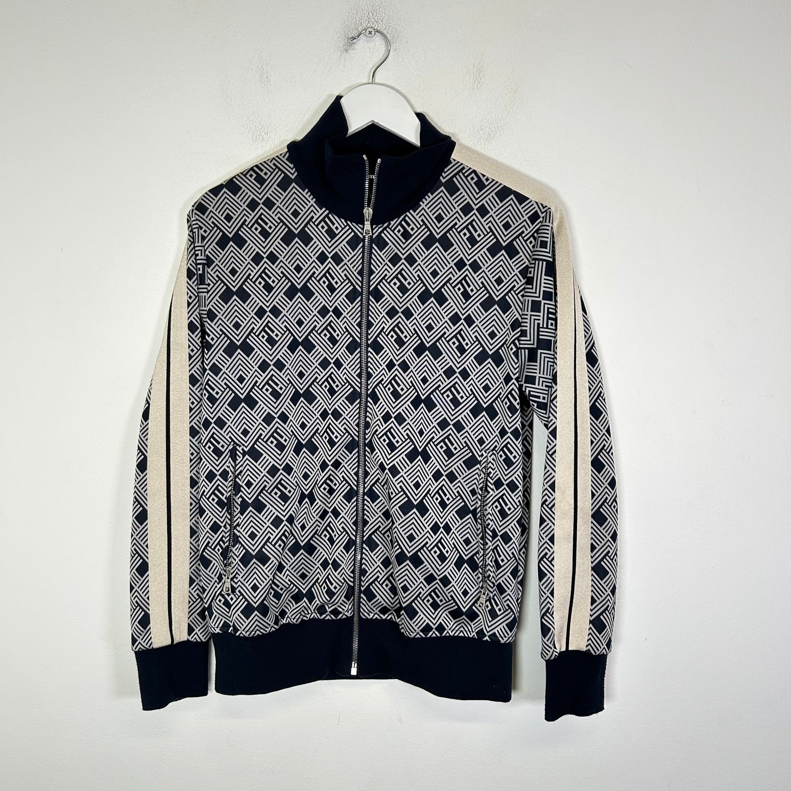 Palm Angels Navy Squared Art Deco Track Jacket Size M