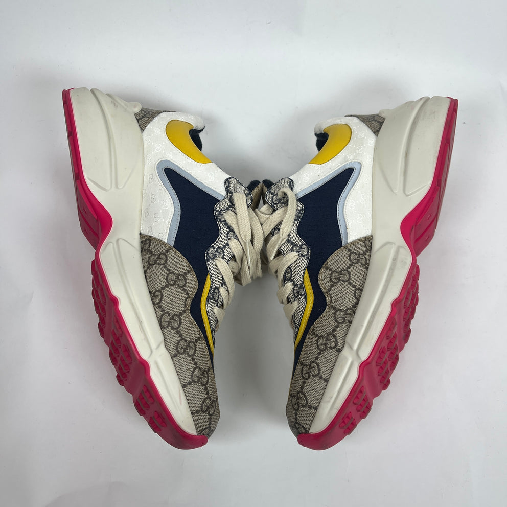 Gucci Beige/Yellow GG Rhyon Sneaker Size GG 11.5