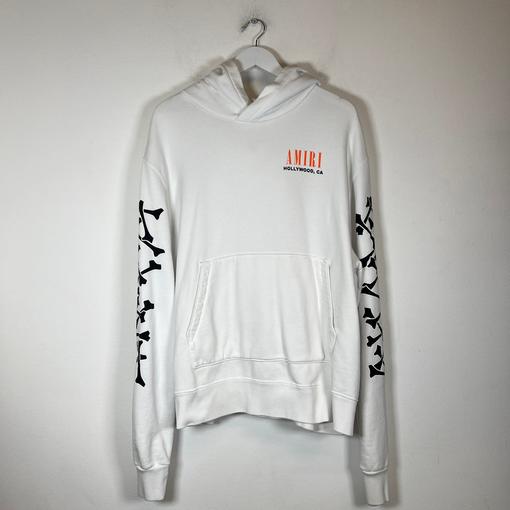 Amiri White/Black Bones Hollywood Hoodie Size XL