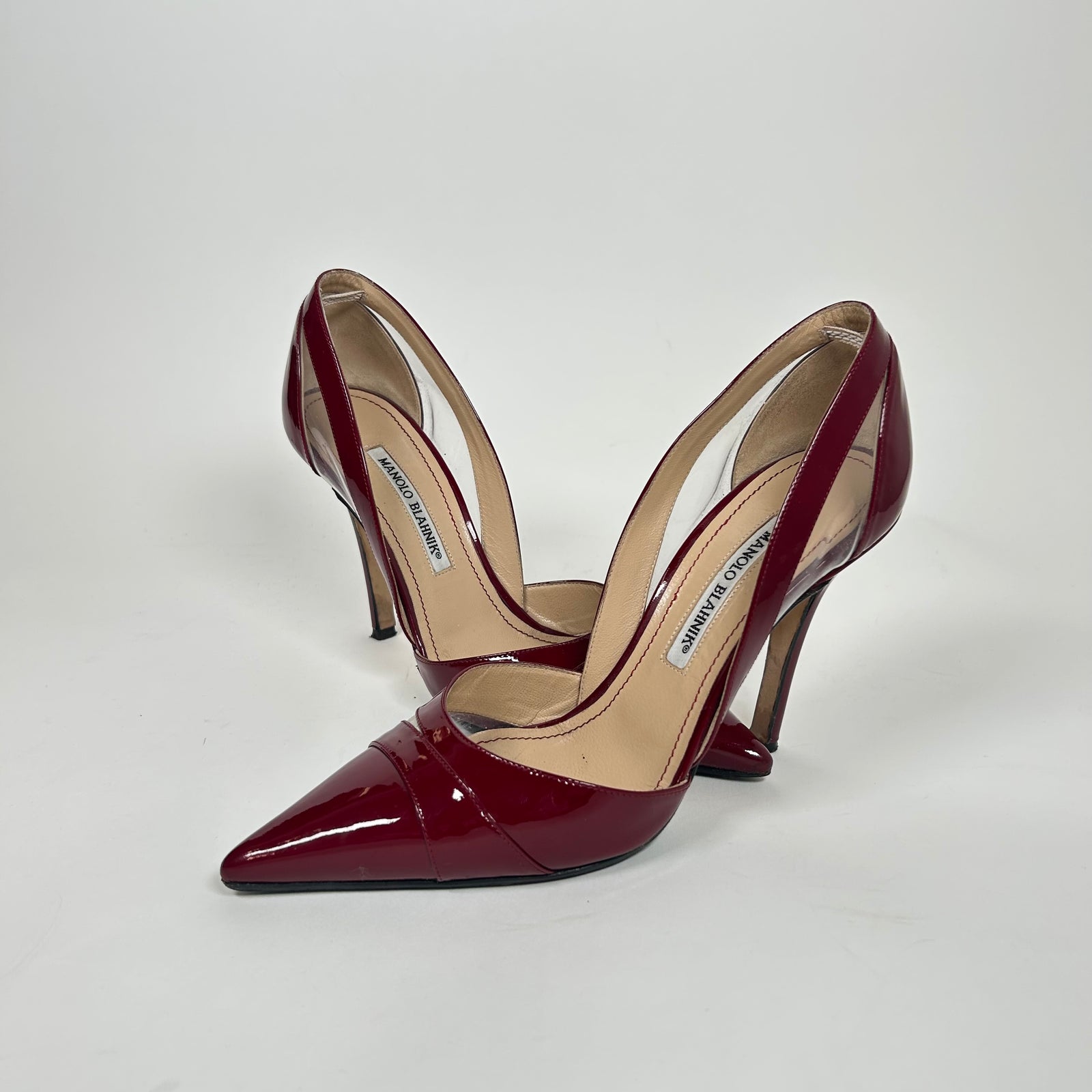 Manolo Blahnik Burgundy Patent Leather Heels Size 38
