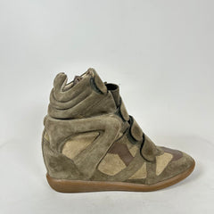 Isabel Marant Beige Leather Suede Bekket Sneaker Size 40