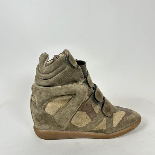 Isabel Marant Beige Leather Suede Bekket Sneaker Size 40