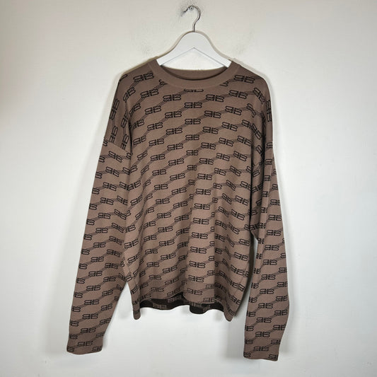 Balenciaga Brown Balenciaga Brown BB Logo Sweater Size XL