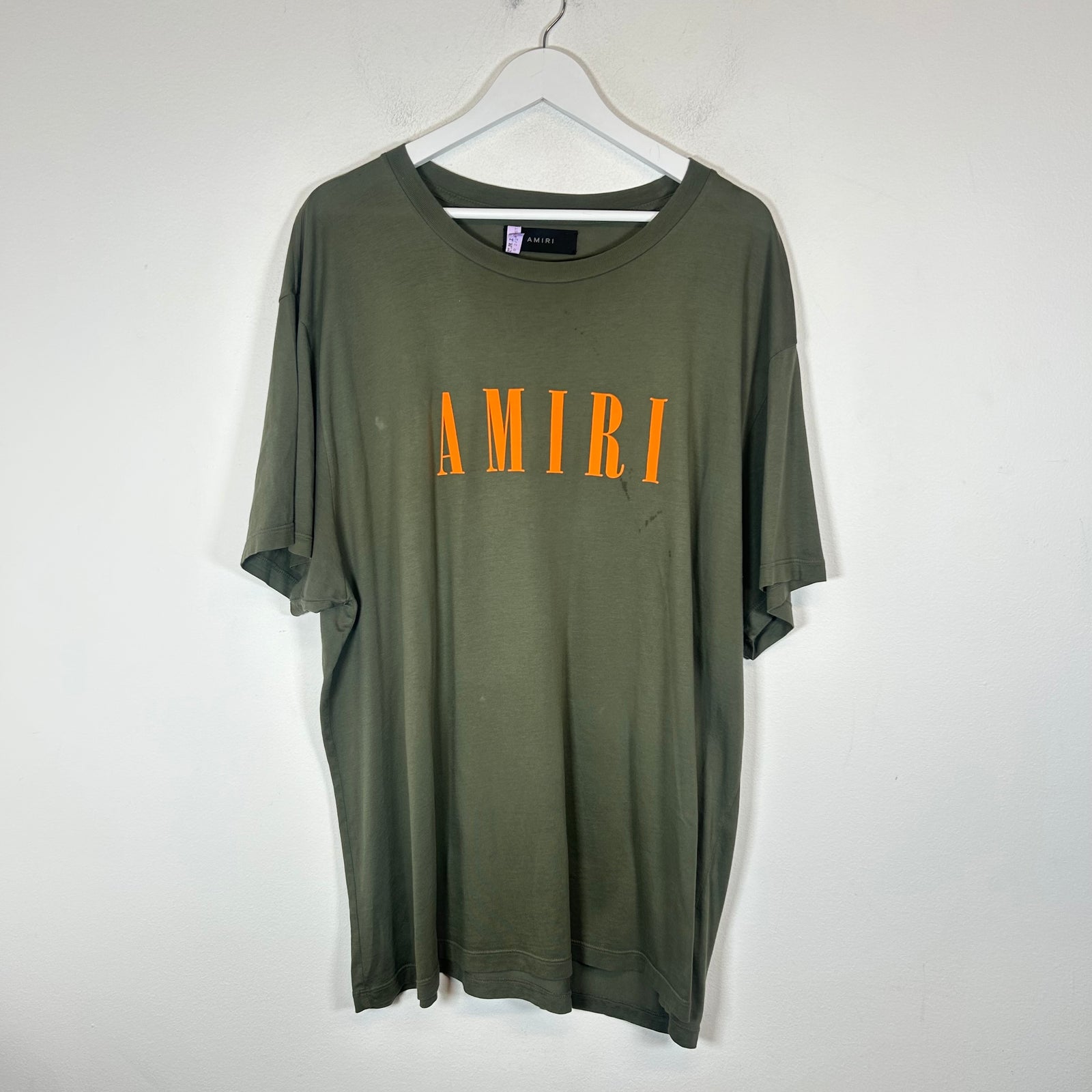 Amiri Olive/Orange Logo T-Shirt Size XXL