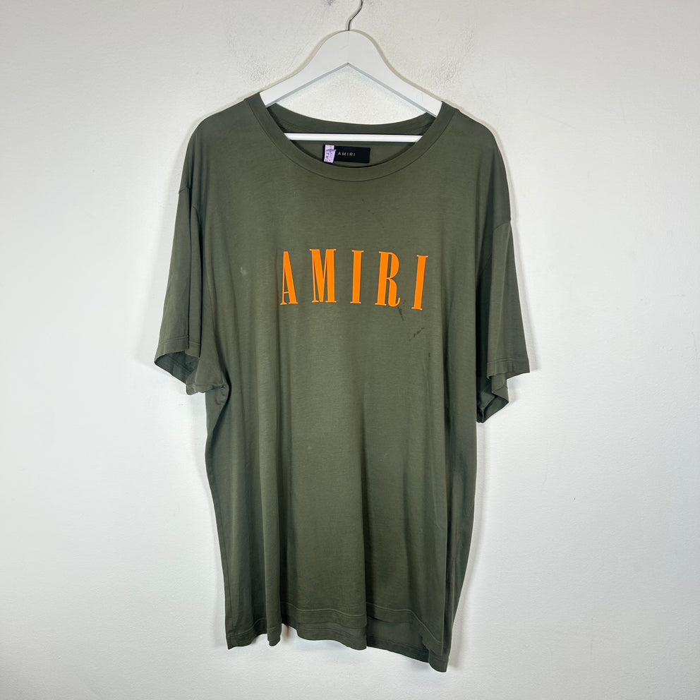 Amiri Olive/Orange Logo T-Shirt Size XXL