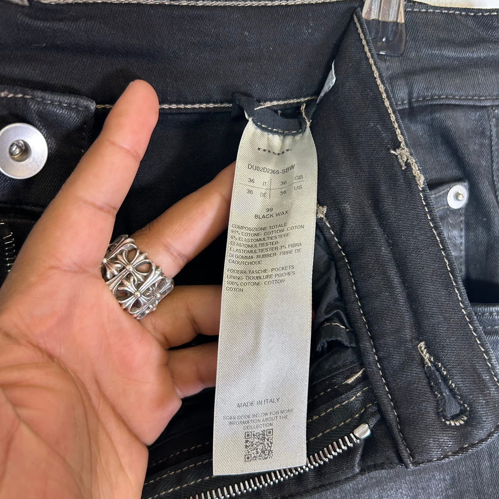 Rick Owens DRKSHDW Waxed Bolan Cut Denim