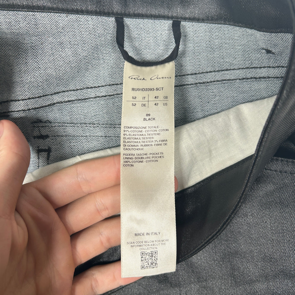 Rick Owens SS24 Lido Waxed Jeans Size 36