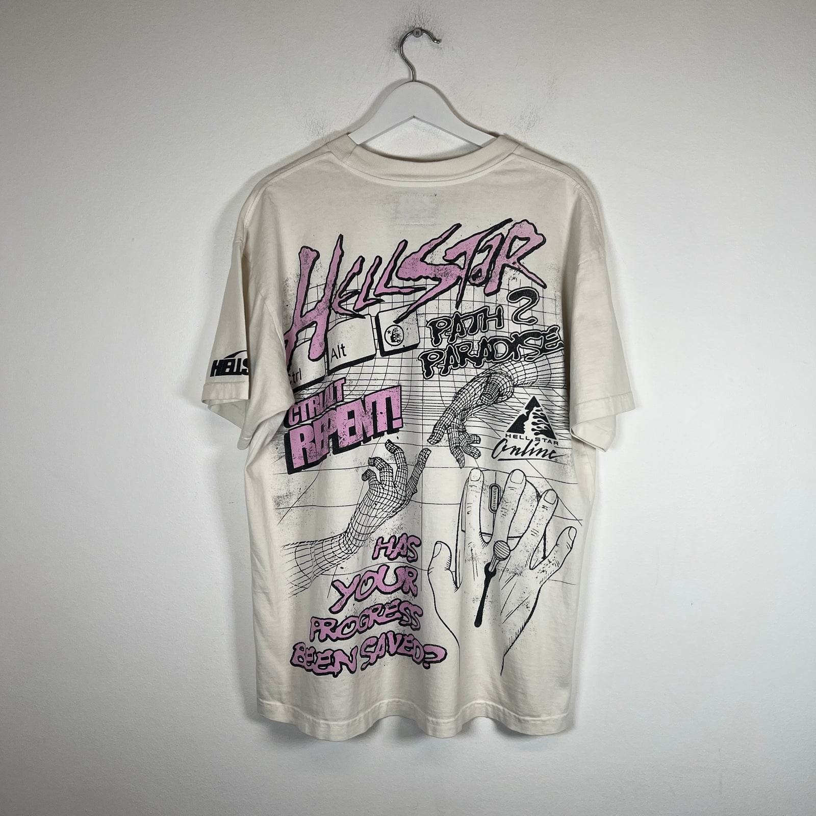 Hellstar White CTRLALT Repent T-Shirt Size L