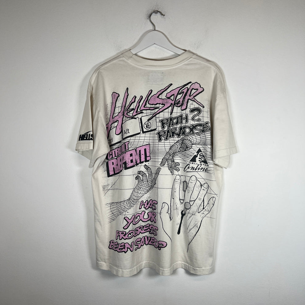 Hellstar White CTRLALT Repent T-Shirt Size L