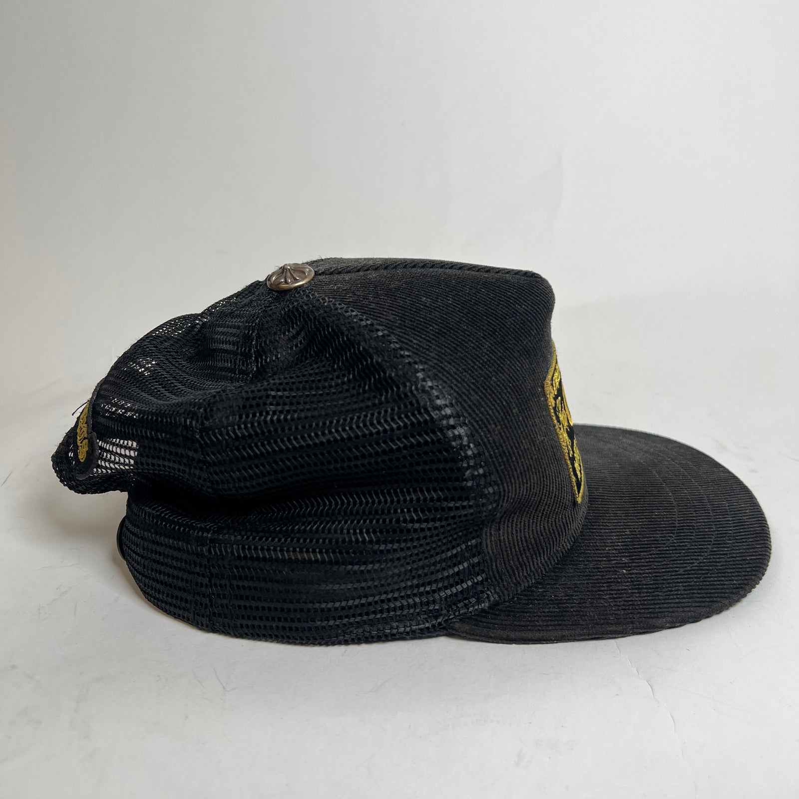 Chrome Hearts Black/Gold CH Hollywood Corduroy Trucker Hat