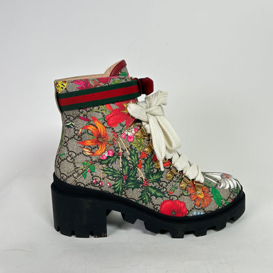 Gucci GG Monogram Flora Ankle Boots
