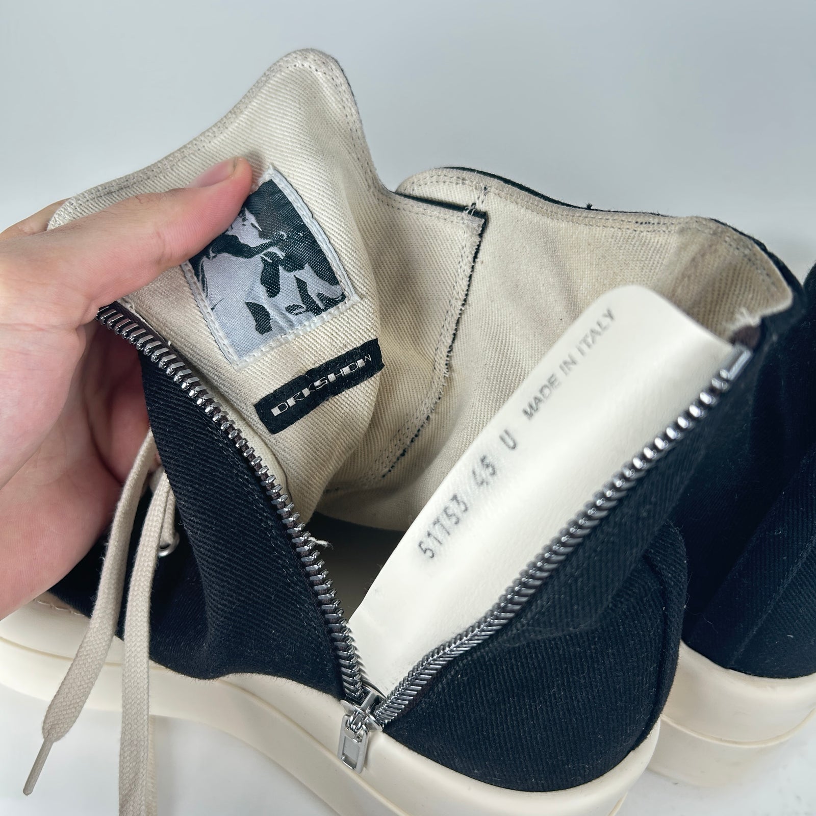Rick Owens Black Canvas Double Bumper Ramones Size 12