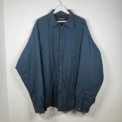 Balenciaga Navy Plaid Padded Button-Up Jacket Size XXL