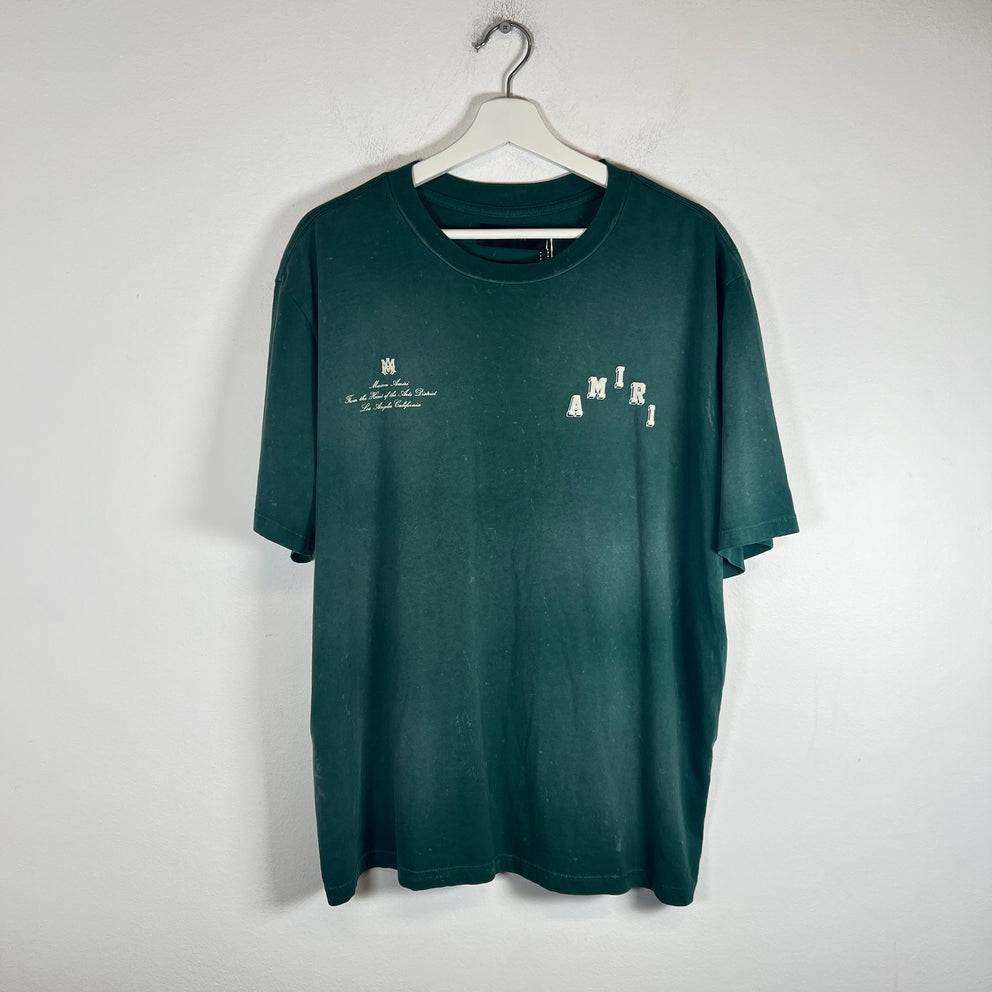 Amiri Green Vintage Collegiate Logo T-Shirt Size XL