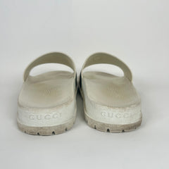 Gucci White Signature Stripe Slides Size 14