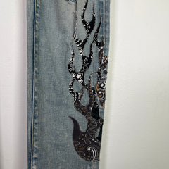 Amiri Clay Indigo Bandana Flame Jeans Size 32