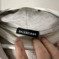 Balenciaga Grey Oversized Logo Hoodie Size S