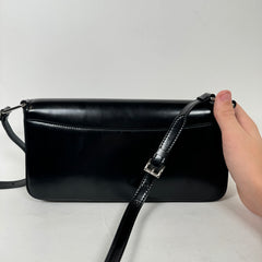 Prada Black Leather Clutch Cross-Body Bag