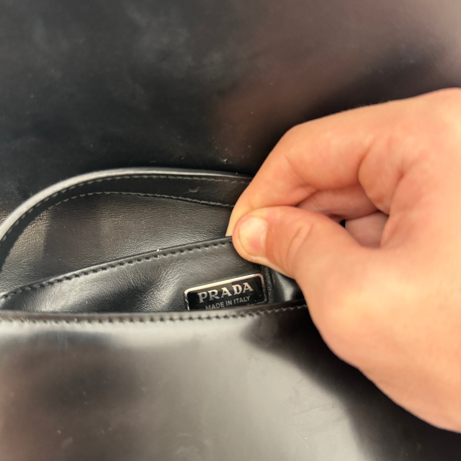 Prada Black Leather Clutch Cross-Body Bag