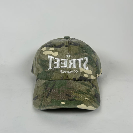 Street Commerce Green Camo Mirrored Logo Distressed Cap