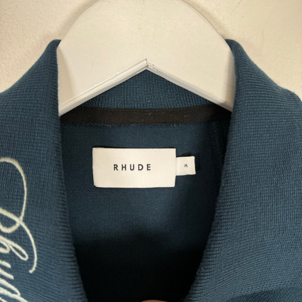 Rhude Navy Collar Spell-Out Quarter Zip Size M