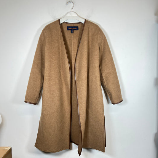 Louis Vuitton Brown Long Belted Cashmere Wrap Coat Size 36