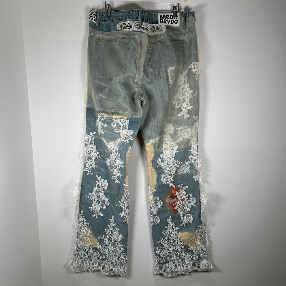 Who Decides War Eternal Heart Lace Jeans Size 36