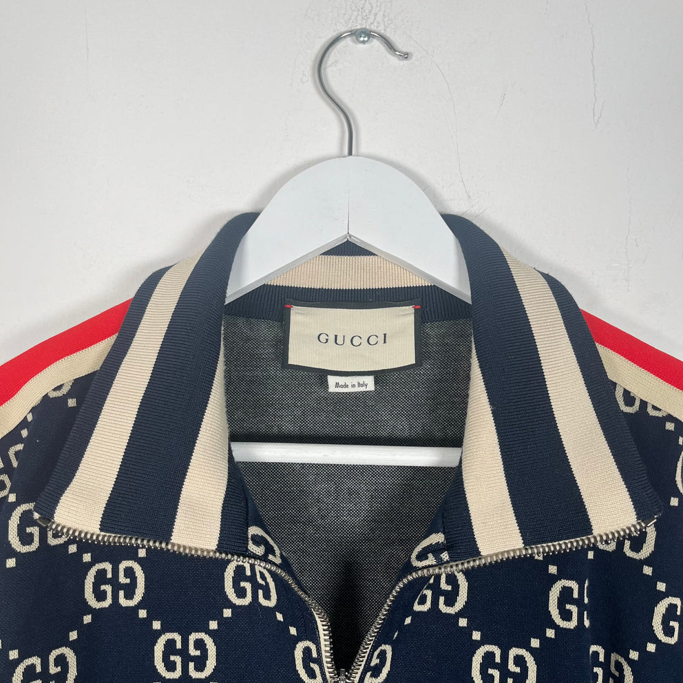 Gucci Navy GG Monogram Track Jacket Size XXL