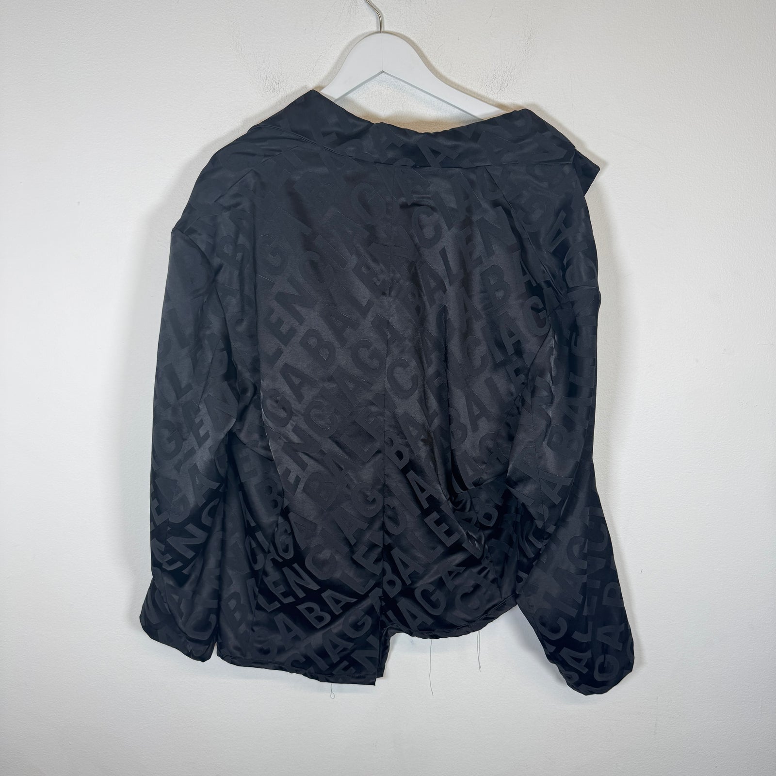 Balenciaga Black AOP Asymmetrical Suit Jacket Size 2