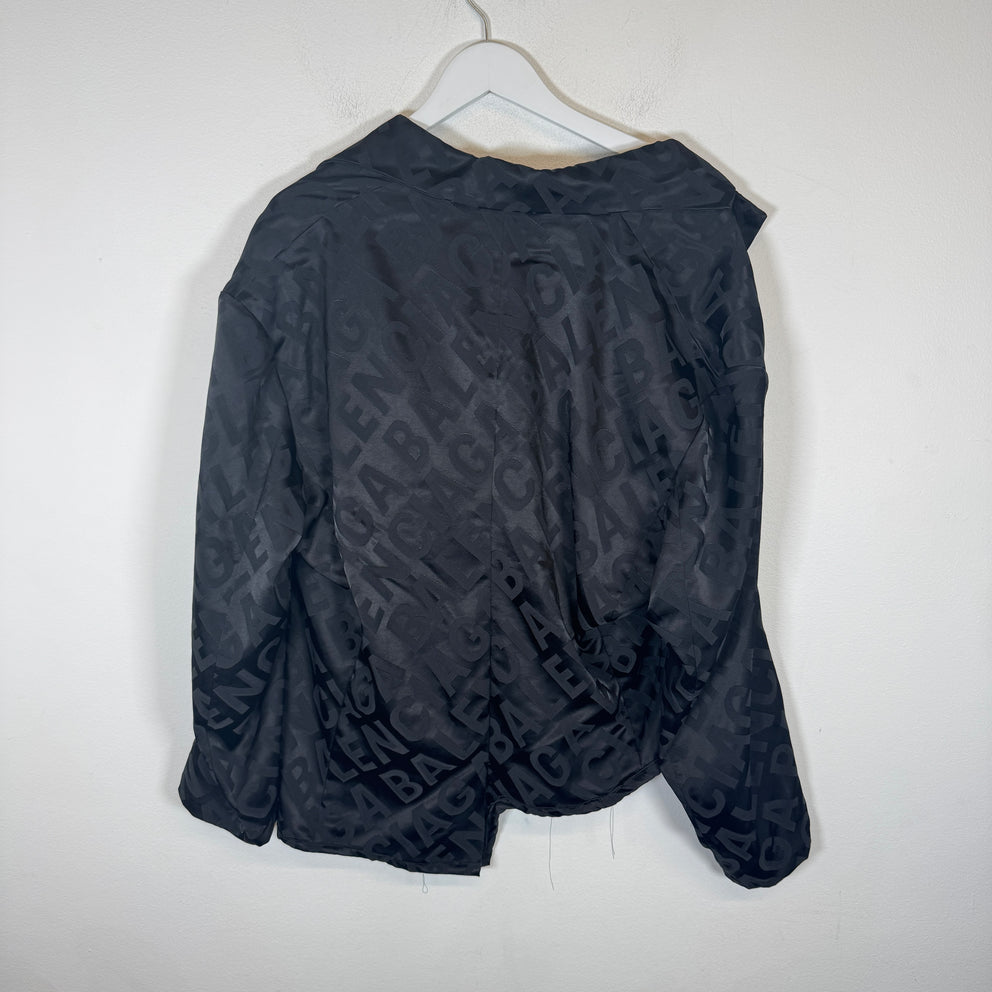 Balenciaga Black AOP Asymmetrical Suit Jacket Size 2
