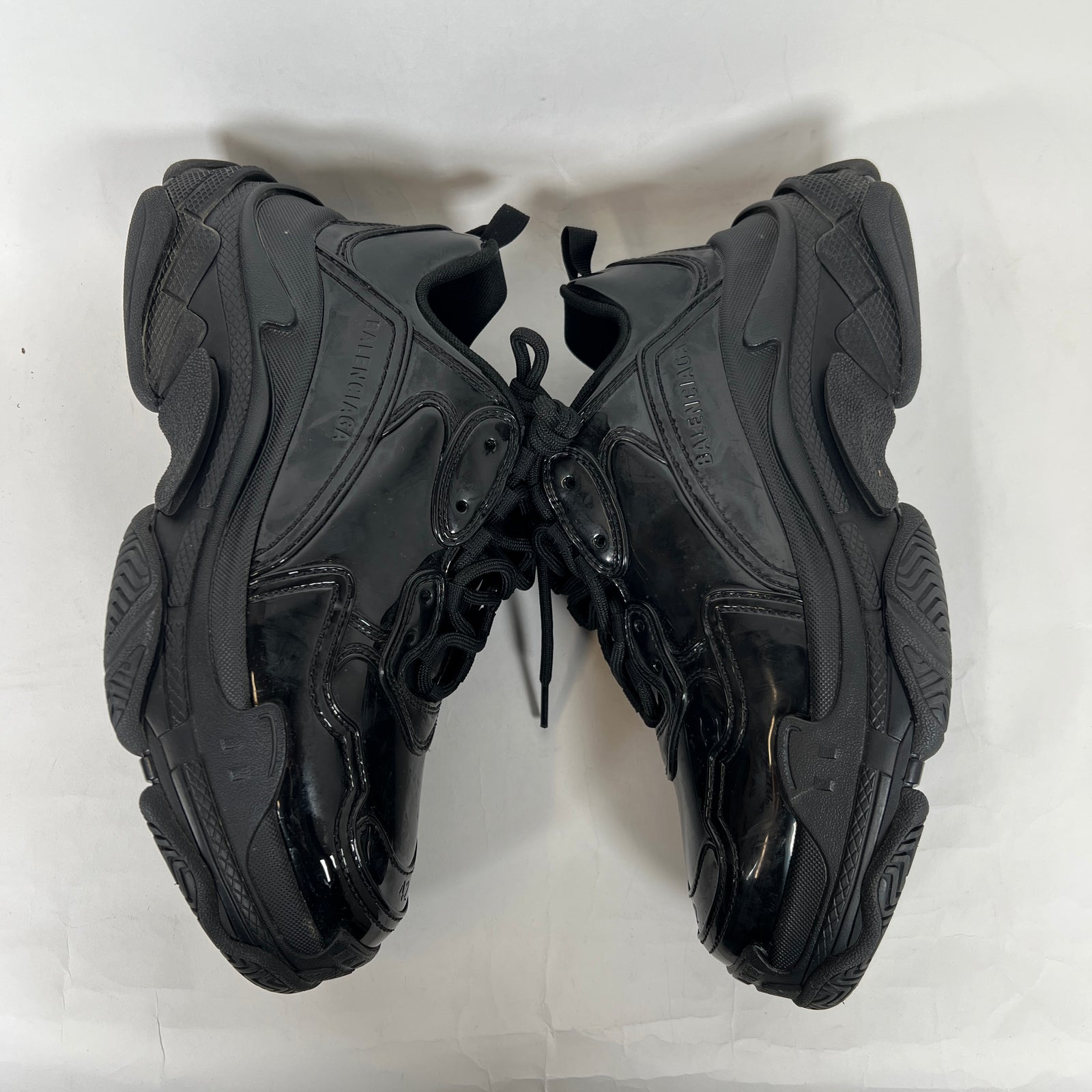 Balenciaga Black Patent Leather Triple S Sneaker Size 42