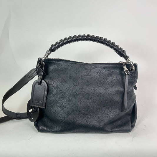 Louis Vuitton Black Beaubourg Mahina Hobo MM Bag
