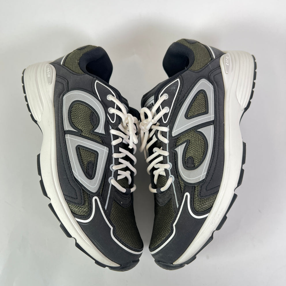 Dior B30 Dark Green/Black Technical Mesh Sneakers