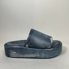 Balenciaga Blue Denim Trompe L'oeil Platform Slide Size 40