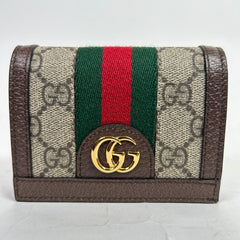 Gucci GG Canvas Ophidia Leather Compact Wallet