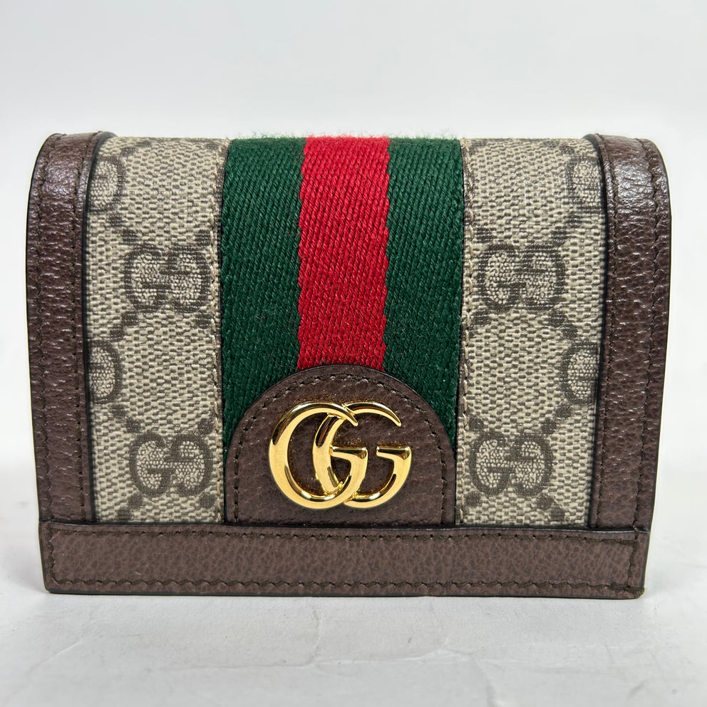Gucci GG Canvas Ophidia Leather Compact Wallet