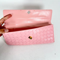 Bottega Veneta Pink Andiamo Intrecciato Leather Clutch