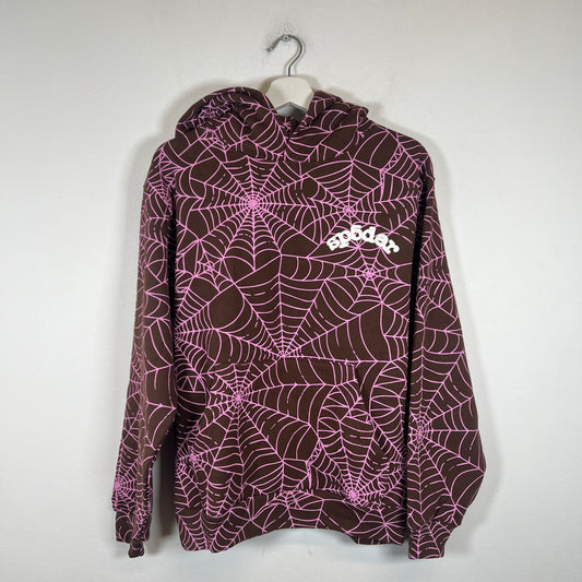 Sp5der Brown AOP Hoodie Size S