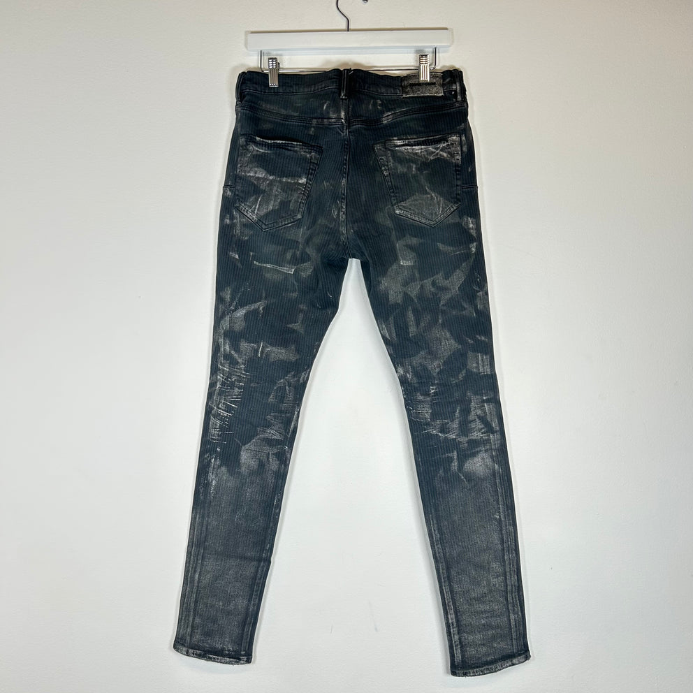Purple Brand Black Wash Metallic Paint Jeans Size 31