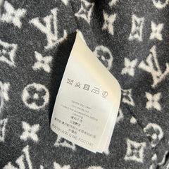 Louis Vuitton Black Monogram Hooded Wool Wrap Coat Size 40