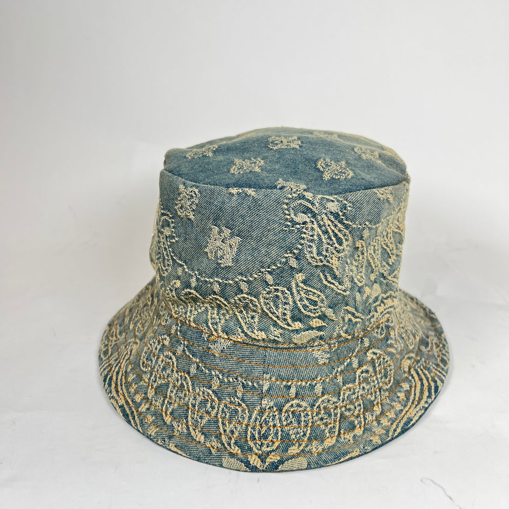Amiri Bandana Paisley Denim Bucket Hat