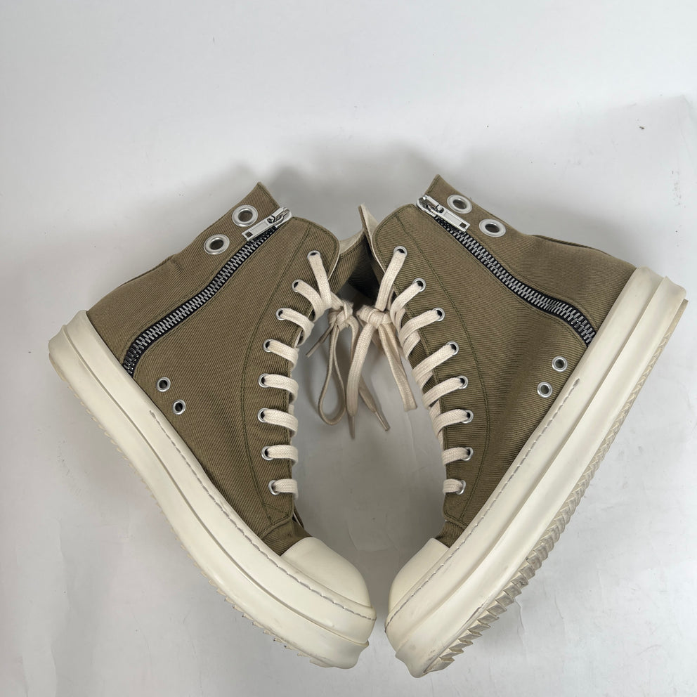 Rick Owens Drkshdw Olive High Top Ramones Size 42