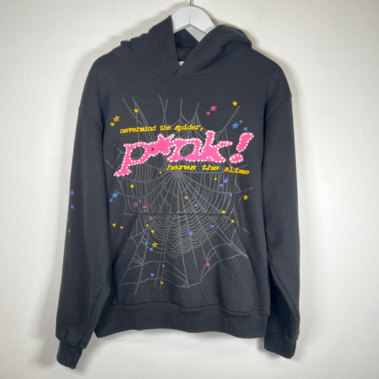 Sp5der Black P*nk Hoodie Size M