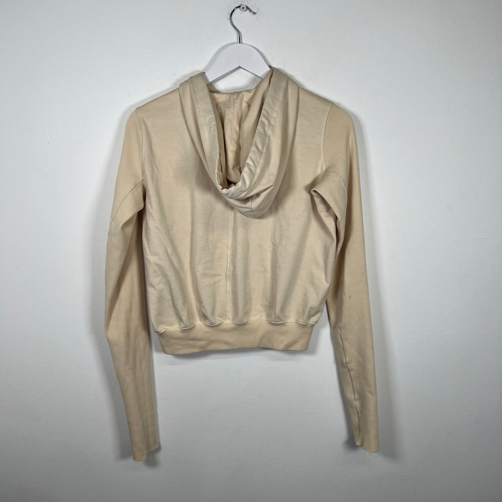 Rick Owens Cream Cropped Hoodie Size M