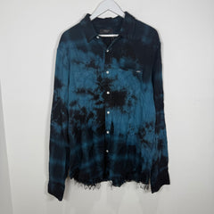Amiri Black/Blue Tye-Dye Distressed Flannel Size X-Large